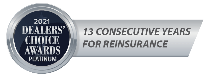 2021 Dealers' Choice Award Platinum - 13 Consecutive Years for Reinsurance